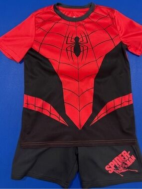 Kids Spider Graphic Matching Set - Red & Black